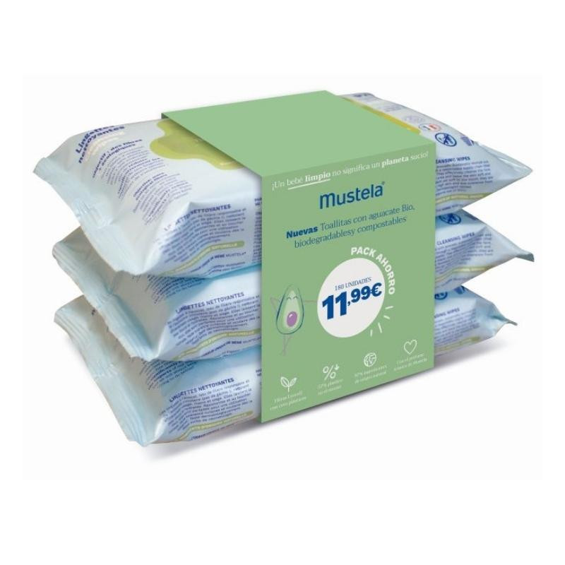 Mustela Pack Toallitas Limpiadoras 3x60 unidades