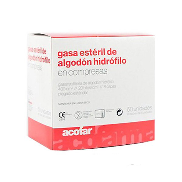Gasa esteril de algodon hidrofilo 100 unidades 1 Gasa esteril de algodon hidrofilo 100 unidades