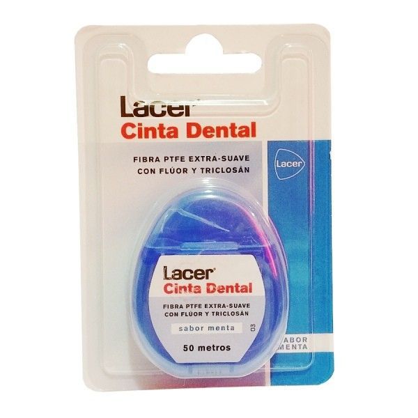 Lacer Cinta dental extra-suave con flúor y triclosan, sabor menta, 50m