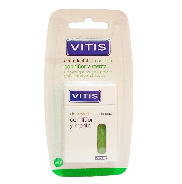 Vitis cinta dental con cera, flúor y menta, 50m
