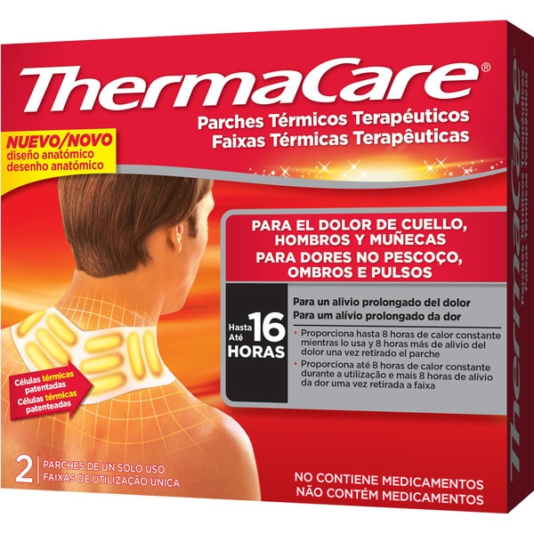 ThermaCare Dolor Cuello, Hombros y Muñecas 2 Parches ThermaCare Parches Térmicos Terapéuticos para el alivio prolongado del dolor de cuello, hombros y muñecas hasta 16 horas.