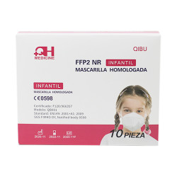 Las mascarillas FFP2 de alto rendimiento para niños con el marcado CE 0598 de la Unión Europea. CAJA 10 UNIDADES - 6 a 12 años