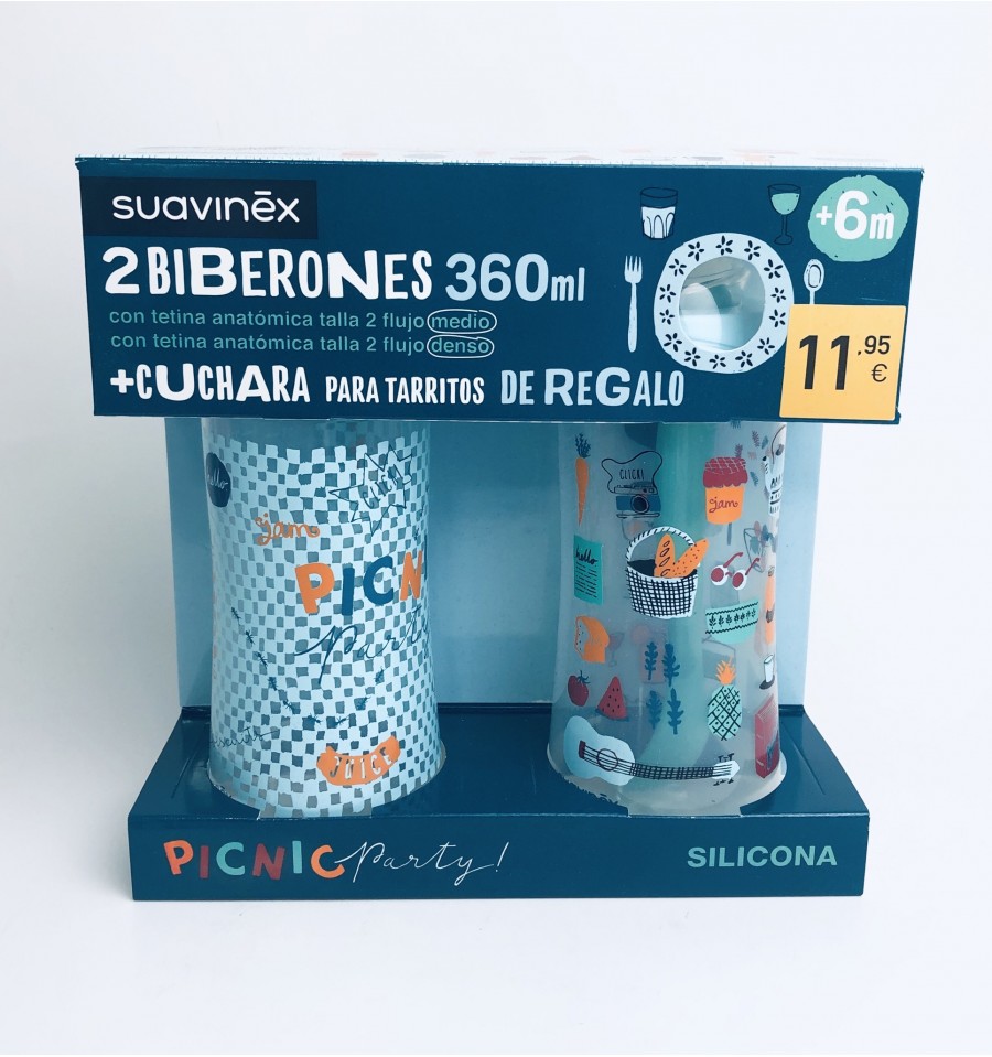 Suavinex Pack 2 Biberones 360ml + Cuchara Suavinex Pack 2 Biberones 360ml + Cuchara