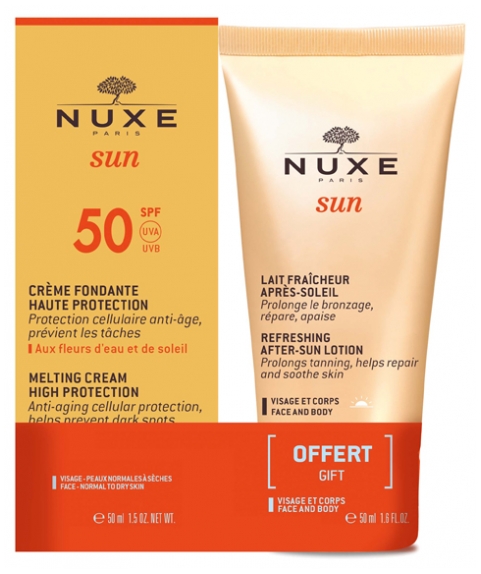 Nuxe Sun Crema Fundente SPF50 + Aftersun REGALO Oferta de Nuxe Sun: Crema fundente de 50ml y de regalo el bote de50ml de leche aftersun